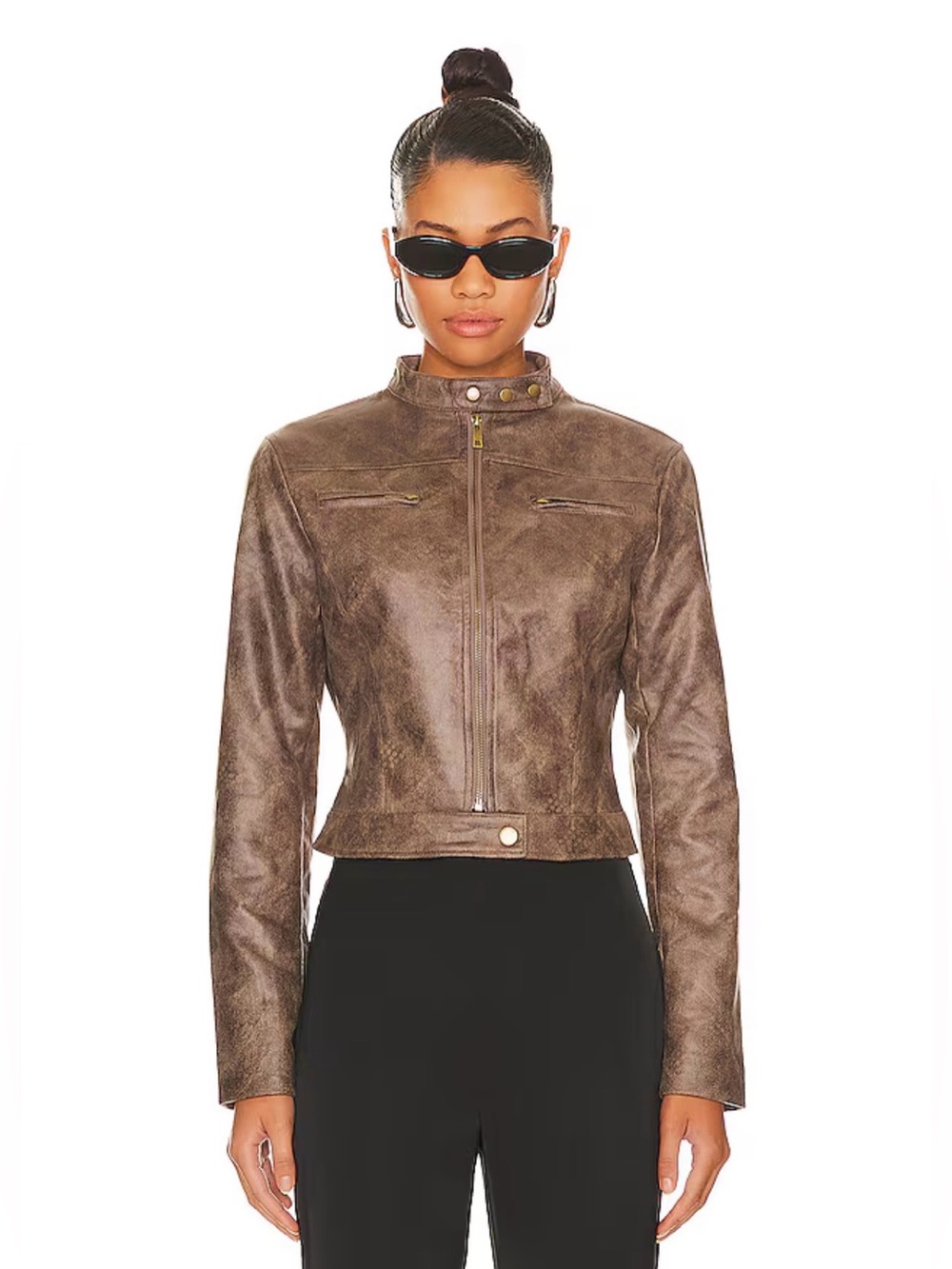 Lioness Bella moto jacket Princess Polly brown size 12